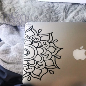 Half Mandala, Mandala Decal, Mandala Sticker, Mandala Laptop, Mandala, Laptop Stickers, Laptop Decal, MacBook Decal, Car Decal, Vinyl Decal image 1