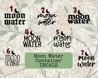 Moon Water Bottle Label Decal, Moon Water Label, Moon Water Decal, Moon Water Sticker, Witchy Decal, Witch Decal, Manifesting Decal