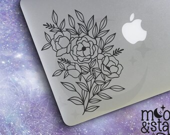 Flower Bouquet, Flower Decal, Flower Sticker, Floral Decal, Floral Sticker,  Laptop Stickers, Laptop Decal, Macbook Decal, Car Decal, Decal