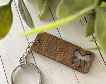 Bow Keychain, Bow Keychains, Girly Keychain, Wood Keychain, Cut Out Keychain, Laser Cut Keychain, Wooden Keychain, Natural Keychain