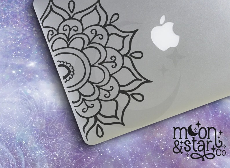 Half Mandala, Mandala Decal, Mandala Sticker, Mandala Laptop, Mandala, Laptop Stickers, Laptop Decal, Macbook Decal, Car Decal, Vinyl Decal 