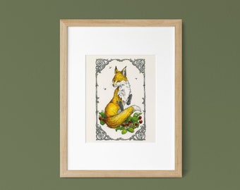 Strawberry Fox Art Print