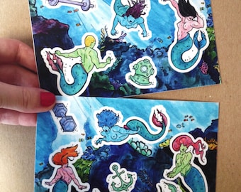 BUFF MERMAIDS 4x6" sticker sheets