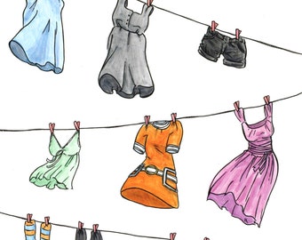 Anime Fashion Lookbook cover  - 9x12 original painting