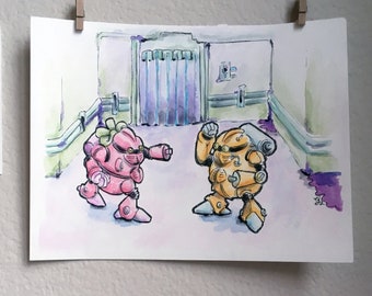 Robo & Atropos - 9x12 original illustration