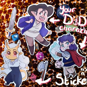 Custom D&D character stickers, DnD sticker pack, cute Dnd Chibi Vinyl Sticker