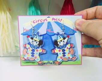 Colour Clown Opossum Pals, Clear Acrylic Double-sided Earrings