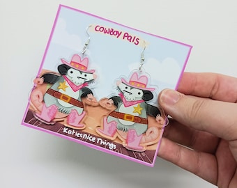 Rootin' Tootin' Cowboy Pals Opossum Double Sided Acrylic Earrings