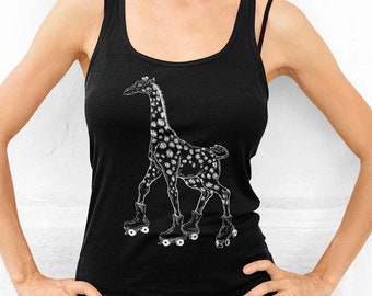 Giraffe Roller Skating Tank Top, Funny Animal Lover Gift SEEMBO