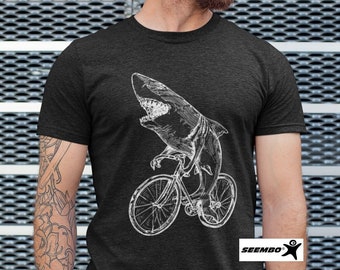 Shark Cycling T-Shirt, Funny Biker Gift, SEEMBO Design