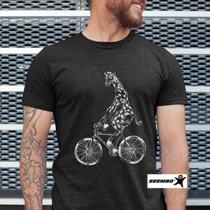 Giraffe Cycling T-Shirt: Funny Biking Shirt for Men