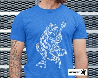 Frog Playing Guitar Men's Tri-Blend T-Shirt - Musician Gift SEEMBO