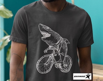 Funny Shark Biking T-shirt, Cyclist Gift