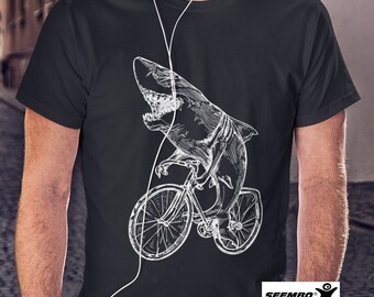 Shark Cycling T-Shirt, Funny Biker Gift, SEEMBO Design