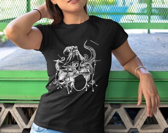 Octopus Drummer T-Shirt, Funny Musician Gift for Women