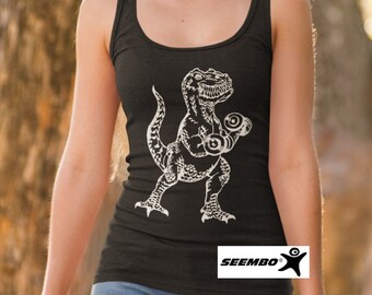 Dinosaur Weightlifting Tank Top: Fitness Mom Gym Workout Shirt