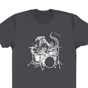 Octopus Playing Drums T-Shirt for Men Funny Drummer Dad Gift Drum Player Music Lover Tshirt Drumming Musician Shirt Ocean Graphic Tee SEEMBO image 2