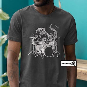 Seembo Shark Playing Drums T-Shirt Ocean Drummer Beach Gift Seembo Shark Playing Drums T-Shirt Ocean Drummer Beach Gift