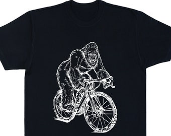 Gorilla Cycling Bicycle Men T-Shirt Gift for Him, Bicycling Shirt Boyfriend Gift, Christmas Gifts for Men Husband Gift Mens Gift SEEMBO