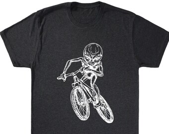 Alien Cycling Bicycle Men's T-Shirt Tri-Blend Gift for Him, Boyfriend Gift Christmas Gifts for Men Bicycling Shirt Husband Mens Gift SEEMBO