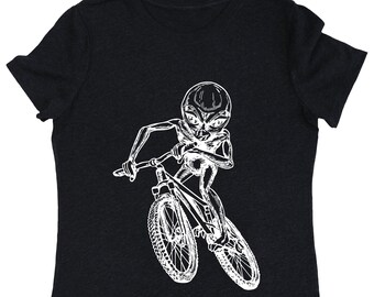 Alien Cycling Bicycle Women's T-Shirt Tri-Blend Gift for Her Alien Shirt Girlfriend Gift Cycling Tee Wife Gift Birthday Mom Gifts SEEMBO