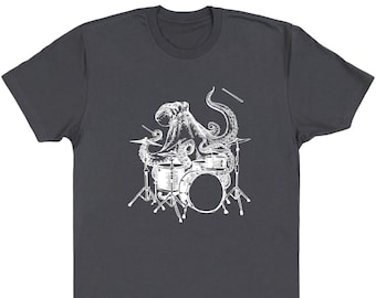 Octopus Playing Drums Men T-Shirt Gift, Drummer Shirt Octopus Gift Drumming Shirt, Drummer Tee Drum Shirts, Music Gifts Mens Tshirt SEEMBO