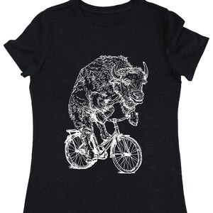 Bison Cycling T-Shirt: Funny Buffalo Biker Tee - Women&#39;s Tri-Blend