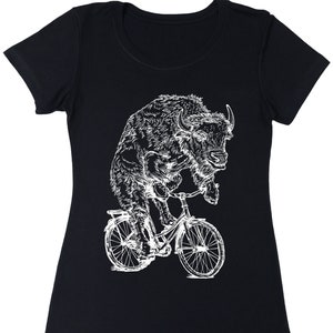 Bison Cycling T-Shirt: Funny Biker Buffalo Shirt