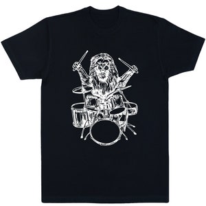 Lion Drummer T-Shirt: Funny Animal Rock Musician Gift