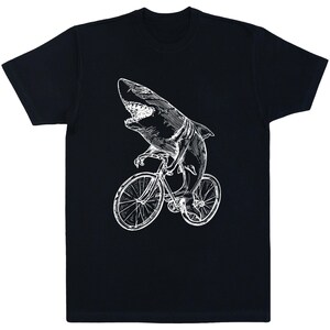 Shark Cycling Bicycle T-shirt, Funny Biking Shirt for Men, Bicycling Shirt, Biker Tshirt, Bike Lover Gifts, Cyclist Gift, Riding Tee SEEMBO