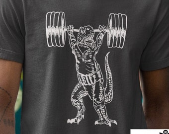 Dinosaur Weight Lifting Barbell Men T-Shirt Boyfriend Gift Fitness Tee Gym Shirt Workout T-Shirt Christmas Gifts Barbells Shirt SEEMBO