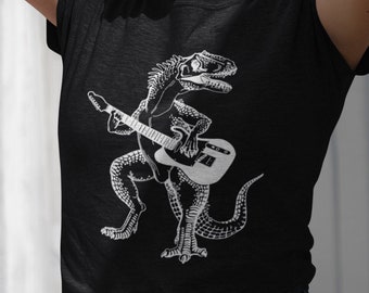 Dinosaur Playing Guitar Women's T-Shirt Tri-Blend Gift for Her Girlfriend Gift for Birthday Musician Gift for Wife Gifts for Mom SEEMBO