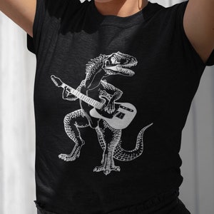 Dinosaur Playing Guitar Women's T-Shirt Tri-Blend Gift for Her Girlfriend Gift for Birthday Musician Gift for Wife Gifts for Mom SEEMBO Bild 1