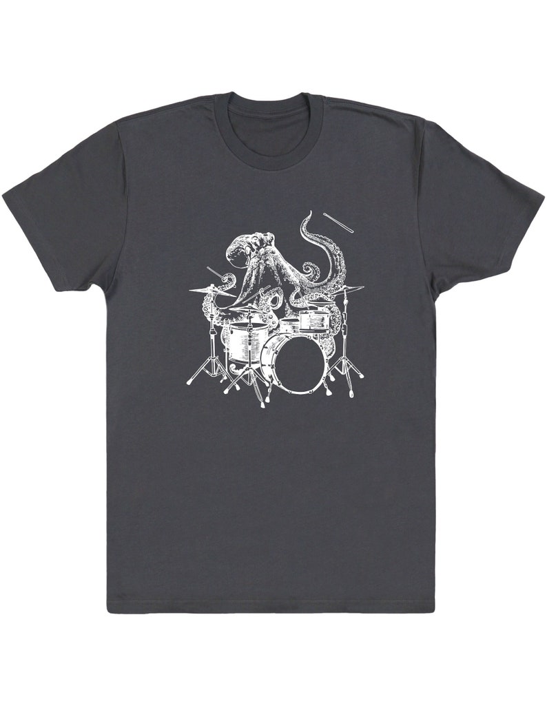 Octopus Playing Drums Men T-Shirt Gift Drummer Shirt Octopus image 1