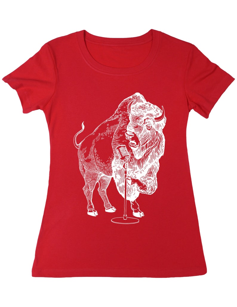 Bison essayant de chanter T-shirt femme en polycoton Cadeau pour sa petite amie Cadeau pour anniversaire Musicien Chemise Cadeau femme Cadeaux pour maman SEEMBO image 8