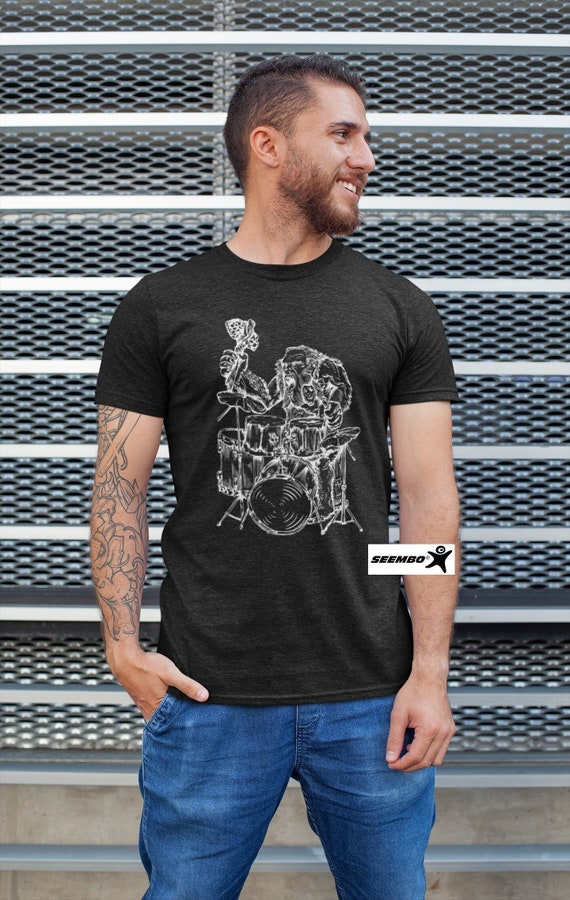 Seembo Shark Playing Drums T-Shirt Ocean Drummer Beach Gift Seembo Shark Playing Drums T-Shirt Ocean Drummer Beach Gift
