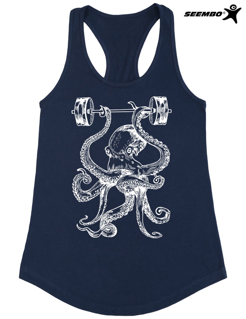Octupus Workout Octopus Weight Lifting Barbells, Women's Tank Top, Funny Gym Workout ...