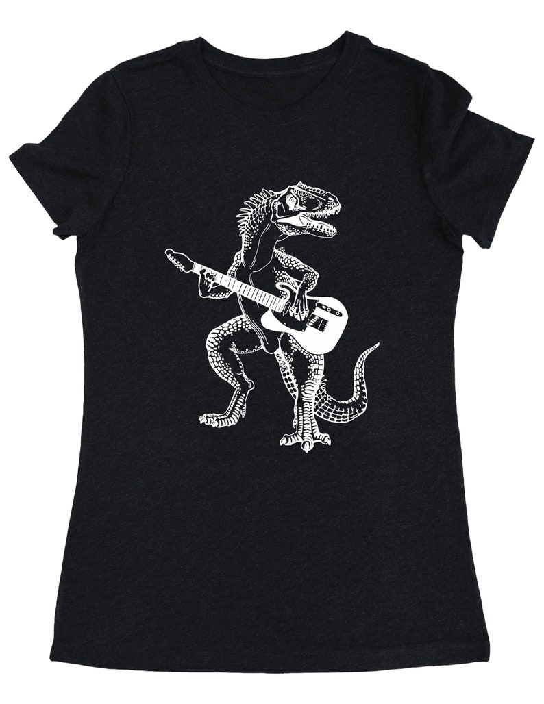 Dinosaur Playing Guitar Women's T-Shirt Tri-Blend Gift for Her Girlfriend Gift for Birthday Musician Gift for Wife Gifts for Mom SEEMBO Bild 4