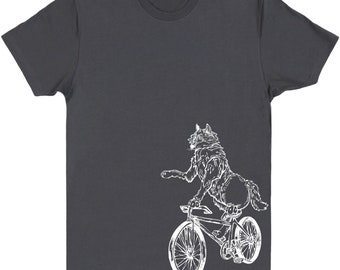 Wolf Cycling Bicycle Men T-Shirt Gift for Him Wolf Shirt Cyclist Gifts for Boyfriend Biking Shirt Gift for Husband Christmas Gifts SEEMBO