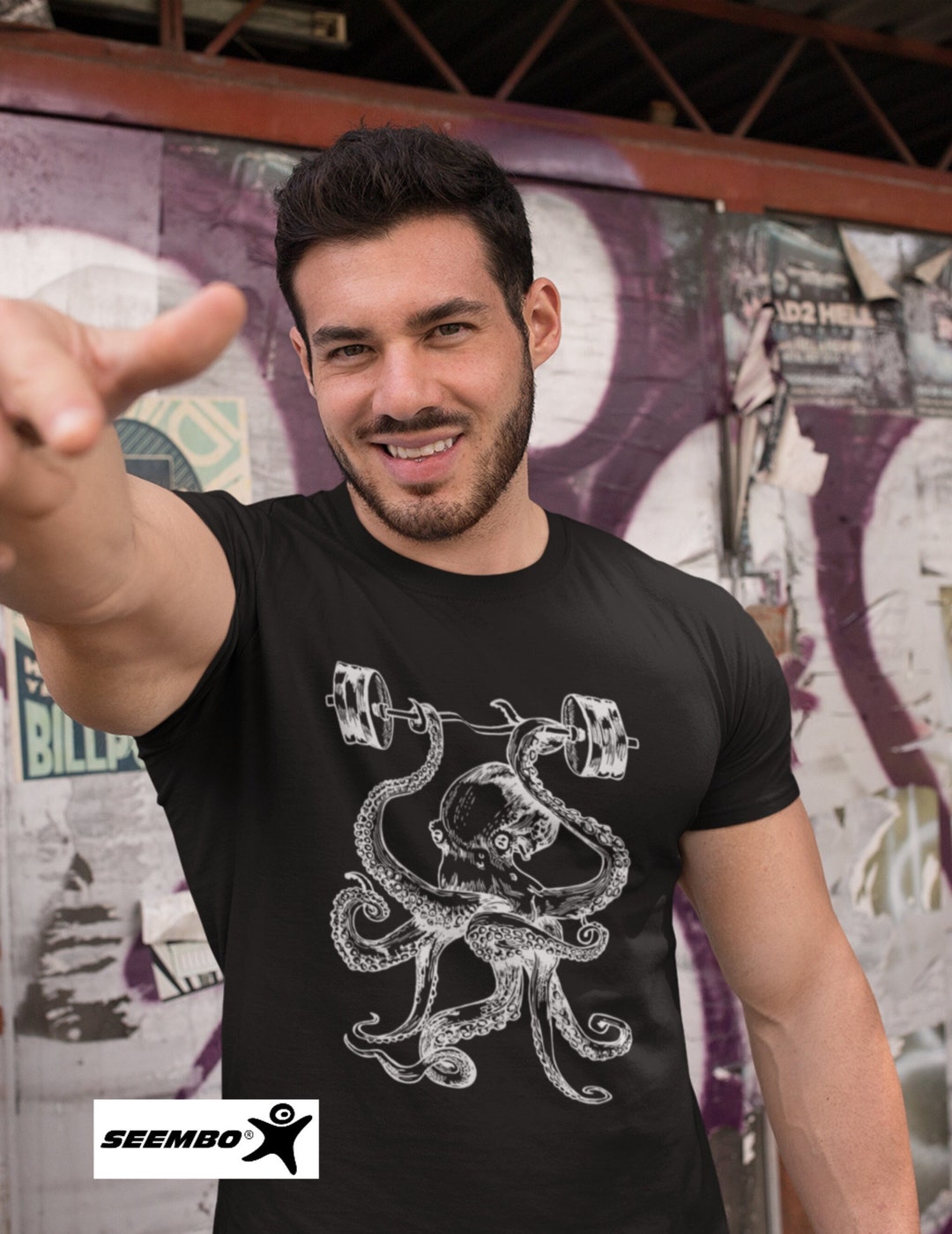 Octopus Weight Lifting Barbells Workout Unisex Tshirt Funny Power Fitness Lover Exercise Tee