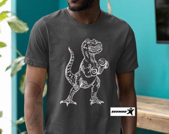 Dinosaur Weightlifting T-Shirt, Funny Gym Workout Tee SEEMBO