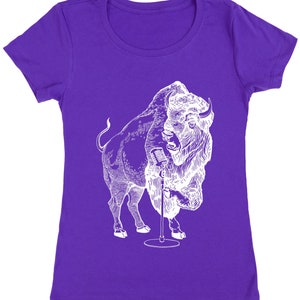 Bison essayant de chanter T-shirt femme en polycoton Cadeau pour sa petite amie Cadeau pour anniversaire Musicien Chemise Cadeau femme Cadeaux pour maman SEEMBO image 7