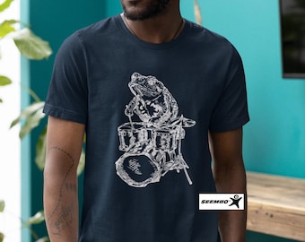 Frog Playing Drums T-Shirt: Musician Gift for Him