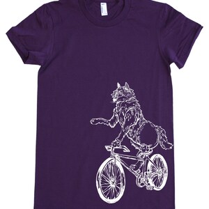 Wolf Cycling Bicycle T-shirt, Funny Biking Shirt for Women, Bike Shirt, Biker Tshirt, Animal Lover Gifts, Cyclist Gift, Riding Shirt SEEMBO