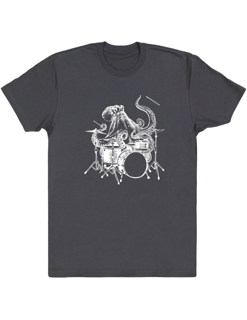 Octopus Playing Drums T-Shirt for Men Funny Drummer Dad Gift Drum Player Music Lover Tshirt Drumming Musician Shirt Ocean Graphic Tee SEEMBO imagem 2