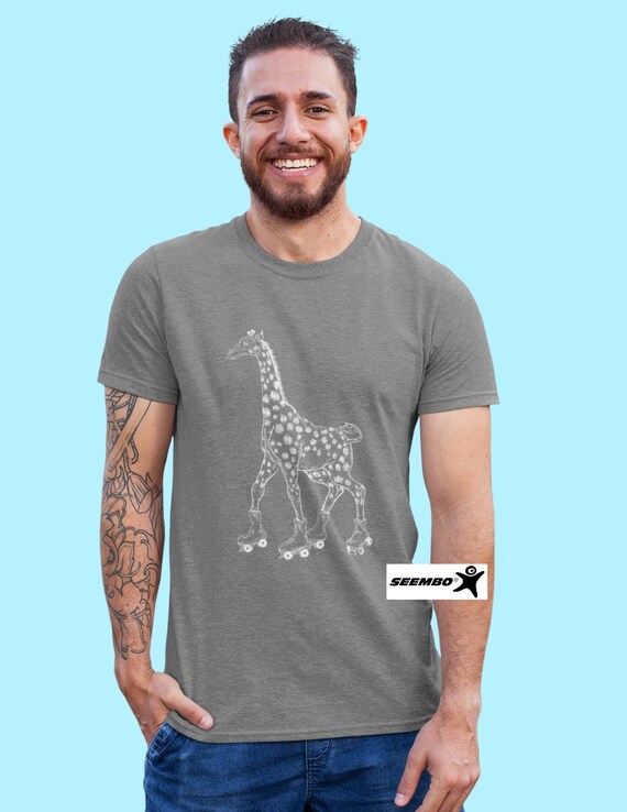 Seembo Giraffe T-Shirt Funny Skater Roller Derby Skate Gift Seembo Giraffe T-Shirt Funny Skater Roller Derby Skate Gift