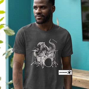 Octopus Drummer T-Shirt: Funny Musician Rock Tee