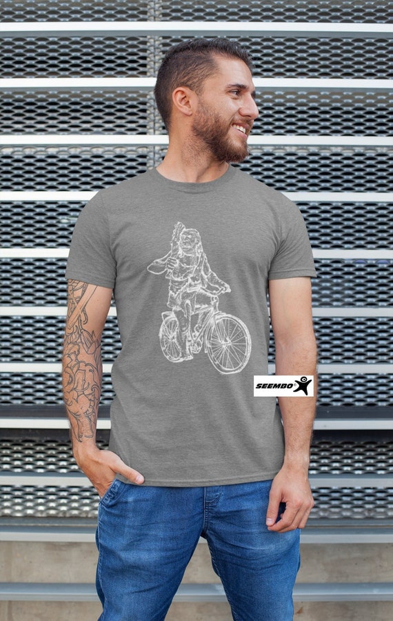 Seembo Neanderthal On A Bicycle T-Shirt Funny Cycling Gift Seembo Neanderthal On A Bicycle T-Shirt Funny Cycling Gift