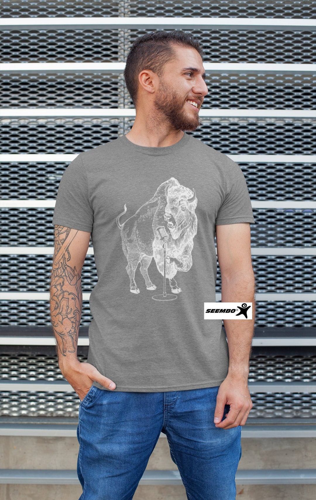 Bison Trying to Sing Men's Tri-blend T-shirt Gift for Him - Etsy