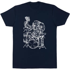 Funny Neanderthal Drummer T-Shirt: Music Lover Gift